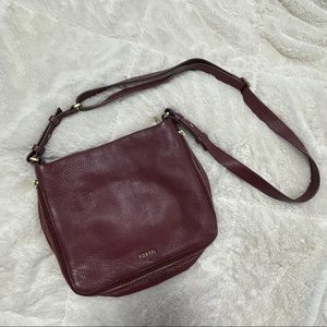 Fossil Burgundy Leather Crossbody Purse